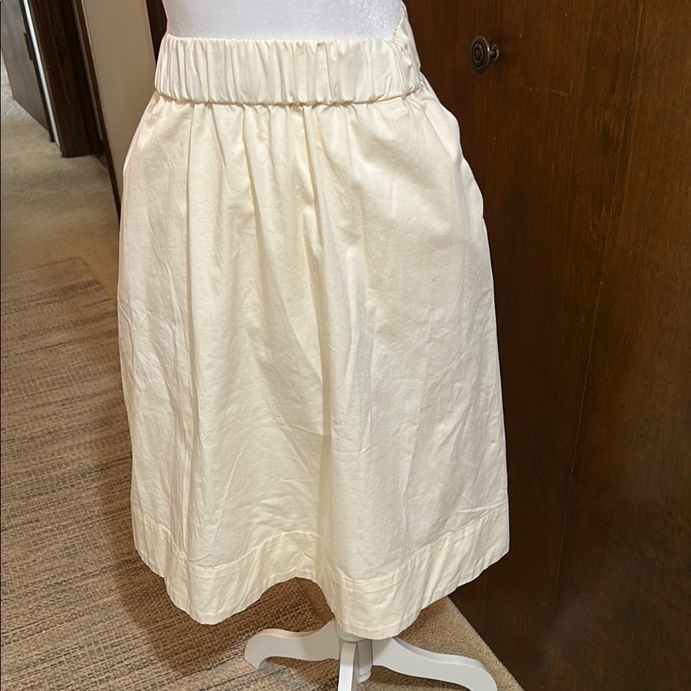 EVERLANE WOMENS TWO POCKRT NOIROHIO VINTAGE CREAM ORGANIC COTTON SKIRT SZ 00